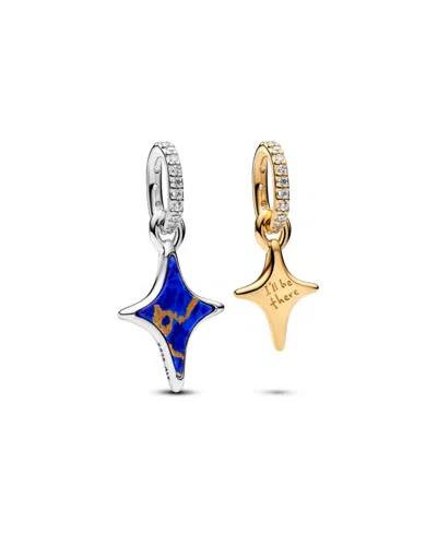 Pandora Imitation Lapis Lazuli And Cubic Zirconia Splittable Stars Double D Charm In Blue