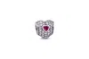 Pandora In My Heart Charm - Clear Cz & Synthetic Ruby - In Metallic