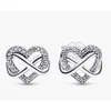 Pandora Infinity Heart Sterling Silver Stud Earrings