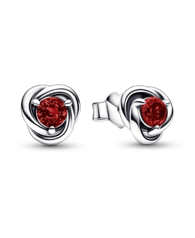 Pandora January Red Eternity Circle Stud Earrings