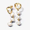 Pandora 14k Gold-plated Shaped Circle Baroque Treated Freshwater Cultured Pearls Drop Earrings