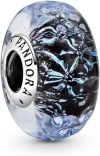Pandora Sterling Silver Wavy Dark Blue Murano Glass Ocean Charm