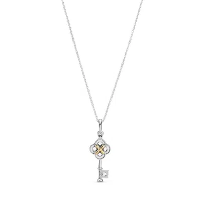 Pandora Jewels Mod. Two-tone Key & Flower Necklace ***special Price*** In Metallic