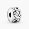 Pandora Sterling Silver Knotted Hearts Clip Charm In Metallic