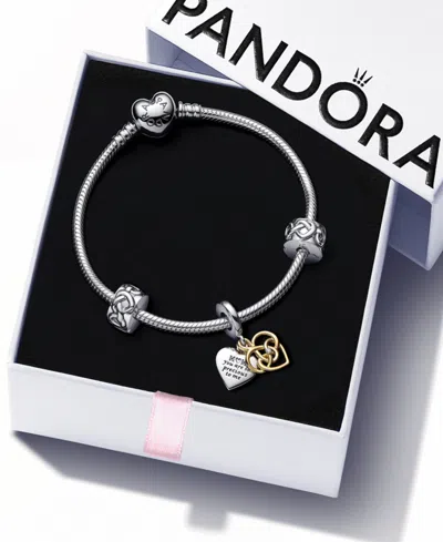 Pandora Lab-grown Diamond Hearts Bracelet Gift Set In Silver