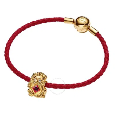Pandora Ladies Chinese Fortune Charm And Bracelet Set In Burgundy