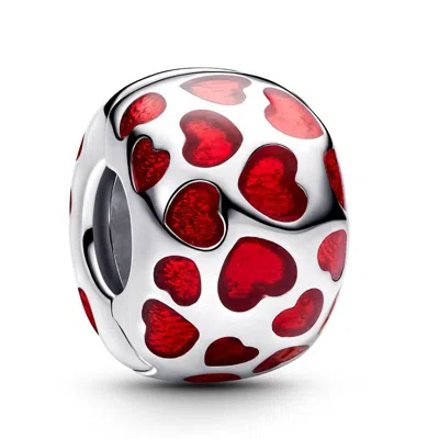 Pandora Ladies Hearts Round Clip Charm In Red