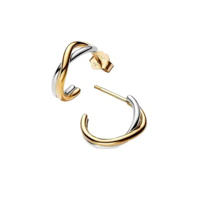 Pandora Ladies Organically Shaped Two-tone Open Hoop Earrings In Gold