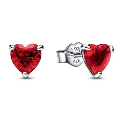Pandora Ladies Red Heart Stud Earrings