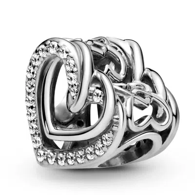 Pandora Ladies Sparkling Entwined Hearts Charm In Metallic