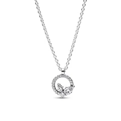 Pandora Ladies Sparkling Herbarium Circle & Cluster Pendant Necklace In Metallic