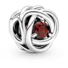 Pandora Ladies Sterling Silver January Red Eternity Circle Charm In Silver Tone