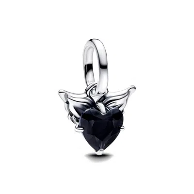 Pandora Ladies Winged Heart Mini Dangle Charm In ["white","black"]