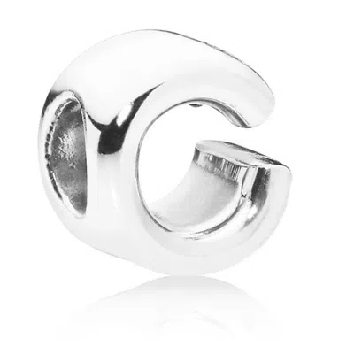 Pandora Letter C Silver Charm In Brown