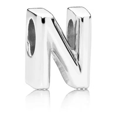 Pandora Letter N Silver Charm In Metallic