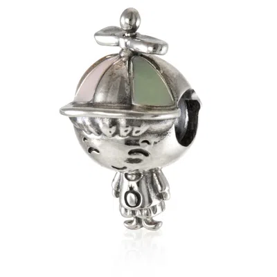 Pandora Little Boy Charm In Sterling Silver In Gray