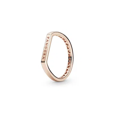 Pandora Logo Bar Stacking Ring In Gold