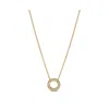 Pandora Logo Pave Circle Collier Pendant Necklace In Gold