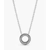 Pandora Logo Reversible Silver Collier With Clear Cubic Zirconia In Metallic