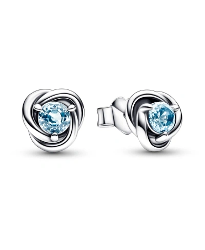 Pandora March Sea Aqua Blue Eternity Circle Stud Earrings