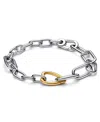 Pandora Me Sterling Silver And 14k Gold-plated Two-tone Heart Link Chain Bracelet In Mixed