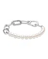 Pandora Me Sterling Silver Treated Freshwater Cultured Pearl Bracelet In Silver