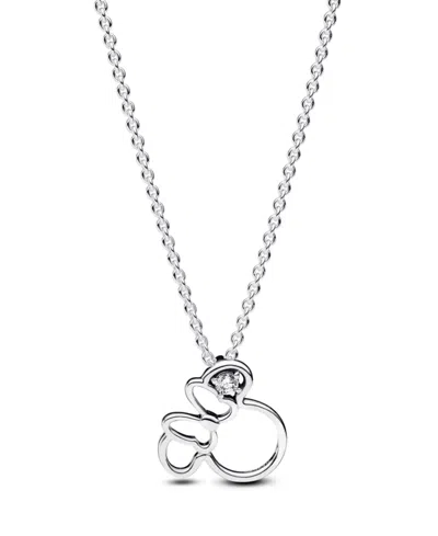 Pandora Minnie Mouse Silhouette Collier Necklace In Silver