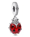 Pandora Mixed Stone Red Ladybird Dangle Charm In Metallic