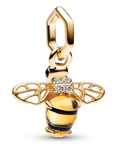 Pandora Mixed Stone Sparkling Bee Dangle Charm In Gold