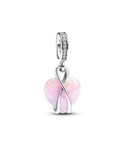 Pandora Mom Opalescent Heart Dangle Charm In Pink
