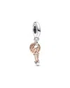 Pandora Moments 14k Rose Gold Plated & Silver Key & Heart Dangle Charm