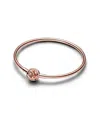 Pandora Moments Cubic Zirconia 14k Rose Gold-plated Sparkling Shooting Star Clasp Bangle Bracelet