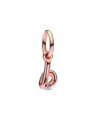 PANDORA PANDORA MOMENTS 14K ROSE GOLD PLATED CZ B SCRIPT CHARM