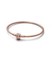 Pandora Moments Cubic Zirconia 14k Rose Gold-plated Sparkling Shooting Star Clasp Bangle Bracelet