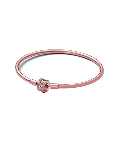 Pandora Moments 14k Rose Gold Plated Cz Bangle Bracelet