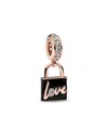 Pandora Moments 14k Rose Gold Plated Cz Dangle Charm In Brown