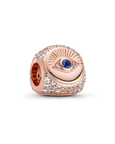 Pandora Moments 14k Rose Gold Plated Cz Eye, Hamsa, & Feather Charm In Neutral