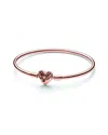 Pandora Moments 14k Rose Gold Plated Cz Heart & Butterfly Bangle Bracelet