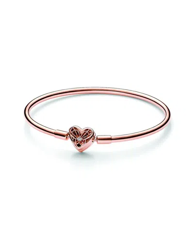 PANDORA PANDORA MOMENTS 14K ROSE GOLD PLATED CZ HEART & BUTTERFLY BANGLE BRACELET