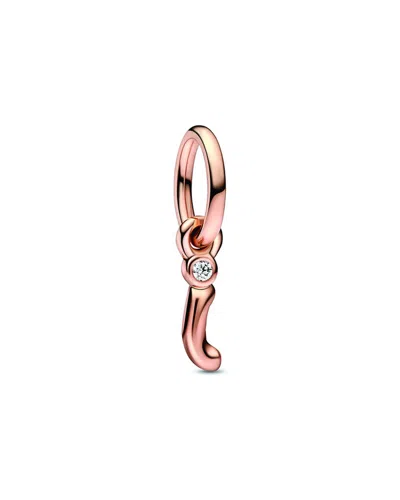 Pandora Moments 14k Rose Gold Plated Cz I Script Charm In Pink