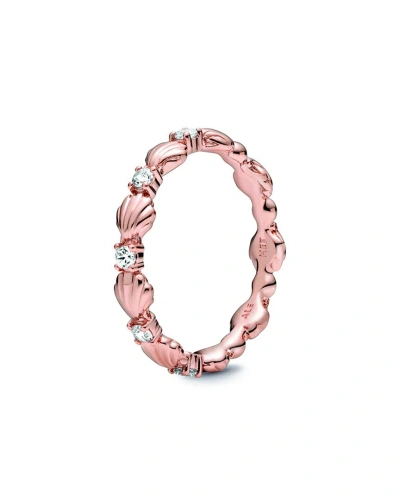 Pandora Moments 14k Rose Gold Plated Cz Shell Ring