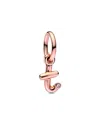 Pandora Moments 14k Rose Gold Plated Cz T Script Charm