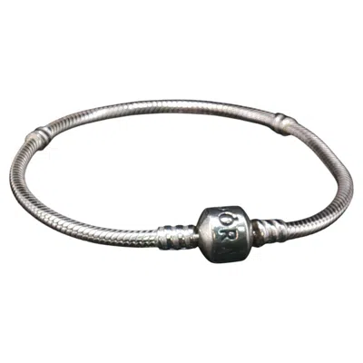Pre-owned Pandora Moments 925 Sterling Silver Snake Chain Bracelet Barrel Clasp 7.5" In Multiple