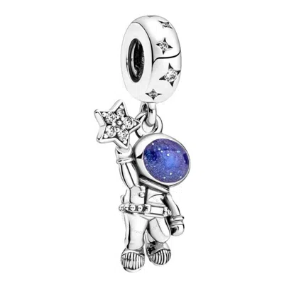 Pandora Moments Astronaut In The Galaxy Sterling Silver Charm In Metallic