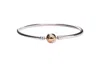 Pandora Silver Bangle Charm Bracelet With 14k Gold Clasp In Gray