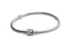 Pandora Moments Barrel Clasp Snake Chain Bracelet In Metallic