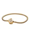 Pandora Moments Cubic Zirconia Sparkling Crown O Snake Chain Bracelet In Gold