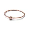 Pandora Moments Cubic Zirconia 14k Rose Gold-plated Sparkling Shooting Star Clasp Bangle Bracelet In Rose Gold