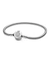 Pandora Moments Cubic Zirconia Sparkling Crown O Snake Chain Bracelet In Metallic