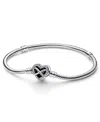 Pandora Moments Cubic Zirconia Sparkling Infinity Heart Clasp Snake Chain Bracelet In Metallic